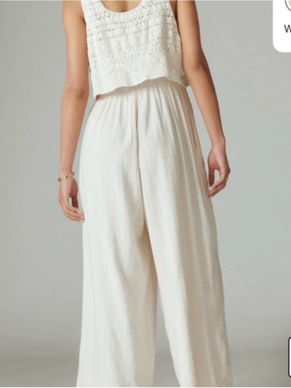 Lucky Brand Cream Wide-Leg Jumpsuit